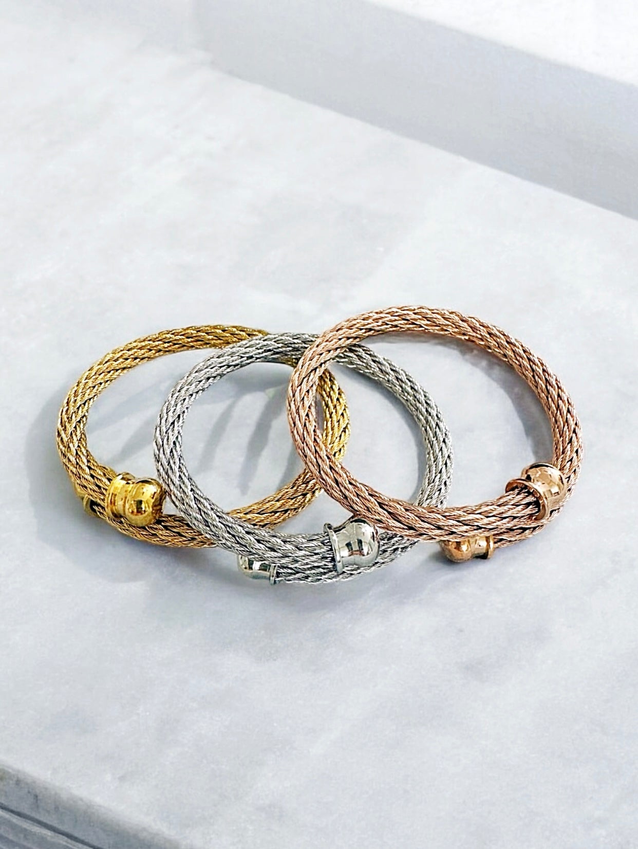 Sally three tones bangle set