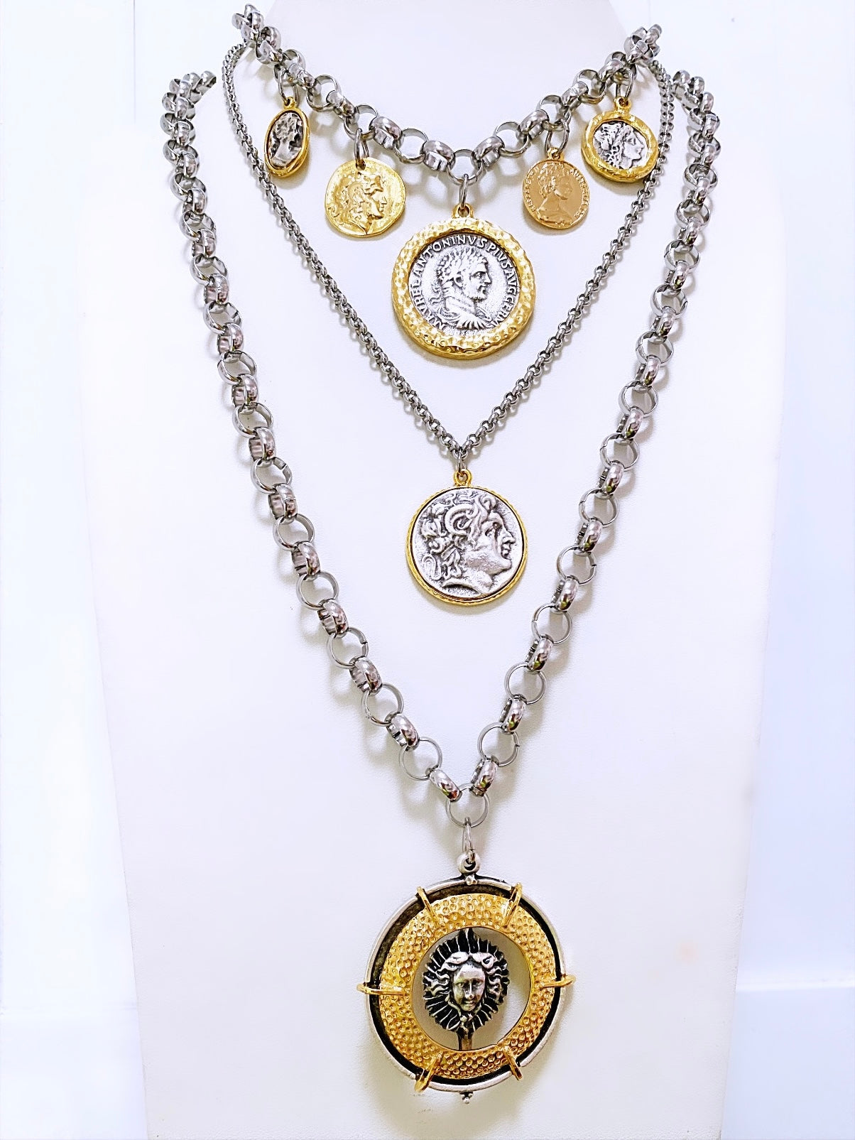 Coin rolo long necklace