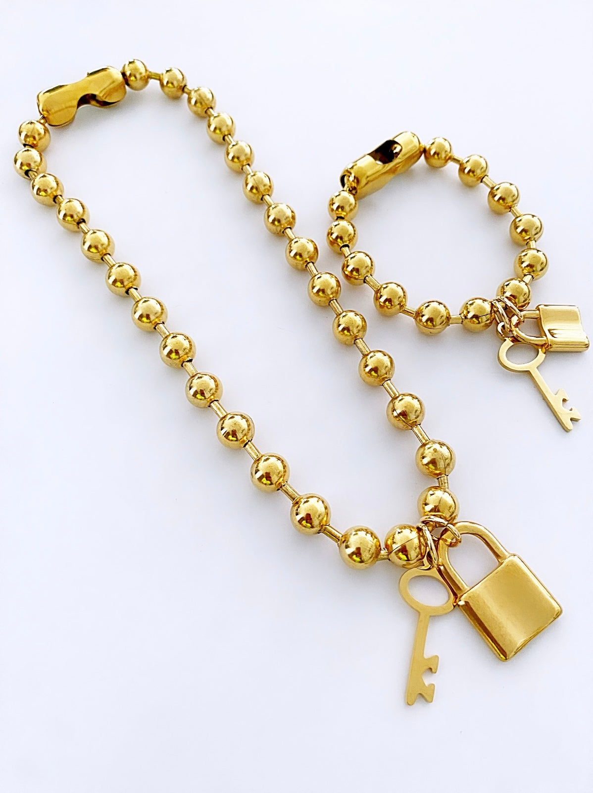 Ball chain gold necklace