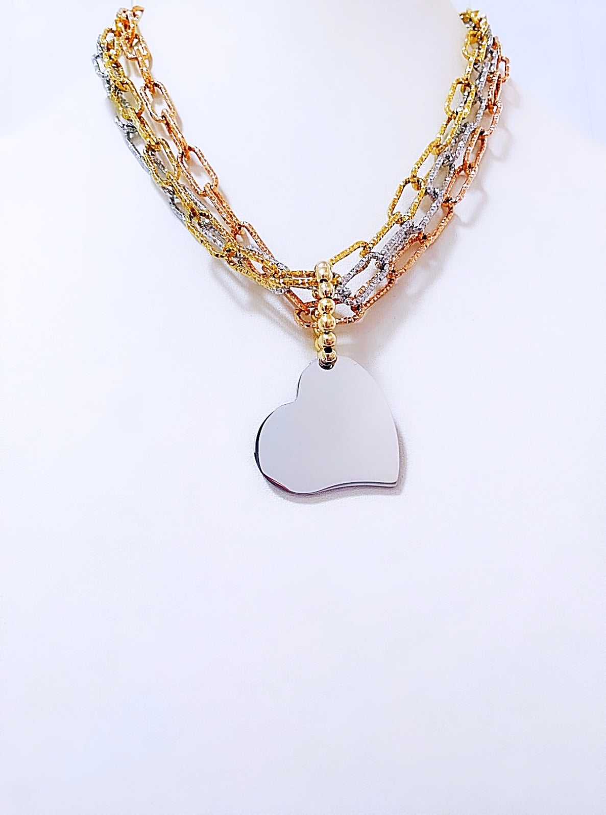 Marla heart 3 tones necklace